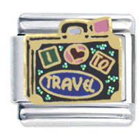 Italian Charms - i heart to travel x2 italian charm Image.