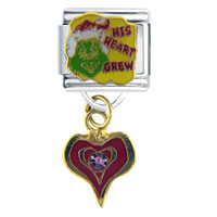 Italian Charms - grinch his heart grew christmas licensed italian charm Image.