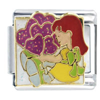 Italian Charms - little girl with hearts x2 italian charm Image.