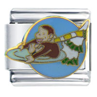 Italian Charms - curious george sledding licensed italian charm Image.