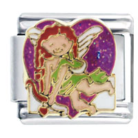 Italian Charms - cupid heart purple x2 italian charm Image.