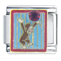 Italian Charms - curious george ruby balloon licensed italian charm Image.