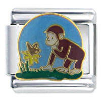Italian Charms - curious george watches nature licensed italian charm Image.