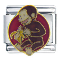 Italian Charms - curious george eating banana licensed italian charm Image.