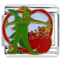 Italian Charms - grinch with christmas gifts licensed italian charm Image.