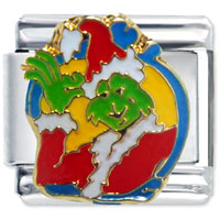 Italian Charms - grinch tipping santa hat christmas licensed italian charm Image.