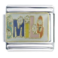 Italian Charms - flower power smile x2 italian charm Image.