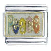 Italian Charms - flower power peace x2 italian charm Image.