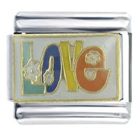 Italian Charms - flower power love x2 italian charm Image.
