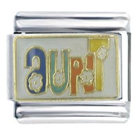 Italian Charms - flower power aunt x2 italian charm Image.