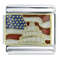 Italian Charms - usa capitol on flag x2 italian charm Image.