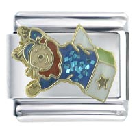 Italian Charms - jack in the box blue x2 italian charm Image.