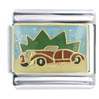 Italian Charms - vintage red car x2 italian charm Image.