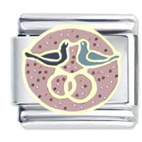 Italian Charms - love birds pink x2 italian charm Image.