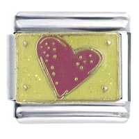 Italian Charms - gold plated pink heart x2 italian charm Image.