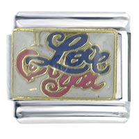 Italian Charms - love you blue x2 italian charm Image.