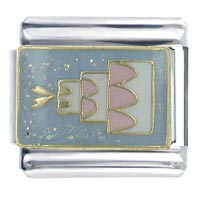Italian Charms - wedding cake pink x2 italian charm Image.