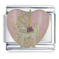Italian Charms - carousel horse heart x2 italian charm Image.