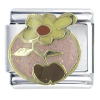 Italian Charms - hand painted flower x2 italian charm Image.