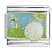 Italian Charms - golf ball on fairway x2 italian charm Image.
