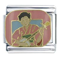 Italian Charms - japanese girl and biwa x2 italian charm Image.