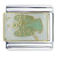 Italian Charms - green angel x2 italian charm Image.