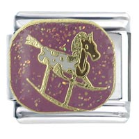 Italian Charms - rocking horse pink x2 italian charm Image.