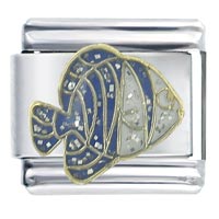 Italian Charms - spadefish blue x2 italian charm Image.
