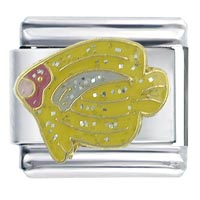 Italian Charms - angel fish yellow x2 italian charm Image.