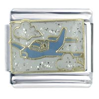 Italian Charms - blue jet x2 italian charm Image.