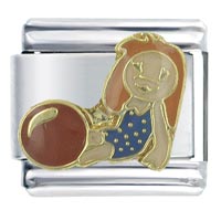 Italian Charms - girl with beachball x2 italian charm Image.
