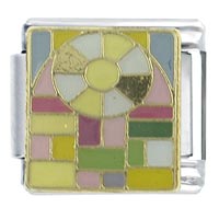 Italian Charms - pink stained glass window x2 italian charm Image.