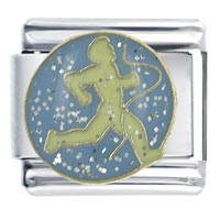 Italian Charms - runner winning a marathon x2 italian charm Image.