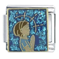 Italian Charms - young woman praying x2 italian charm Image.