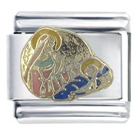 Italian Charms - mary &amp; baby jesus pink x2 italian charm Image.