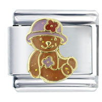 Italian Charms - daisy teddy bear tan x2 italian charm Image.