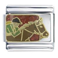 Italian Charms - jockey &amp; racehorse x2 italian charm Image.
