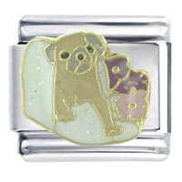 Italian Charms - pug in blanket x2 italian charm Image.