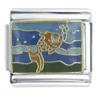 Italian Charms - goldfish in a lake x2 italian charm Image.