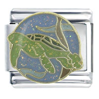 Italian Charms - sea turtle green x2 italian charm Image.
