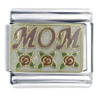 Italian Charms - x2 mom with roses italian charm Image.