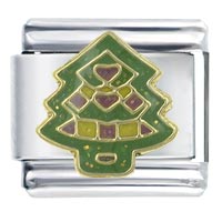 Italian Charms - hand painted christmas tree x2 italian charm Image.