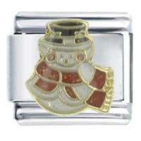 Italian Charms - happy snowman red x2 italian charm Image.