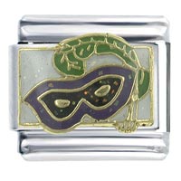 Italian Charms - hand painted mardi gras mask x2 italian charm Image.