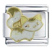 Italian Charms - white kitty x2 italian charm Image.