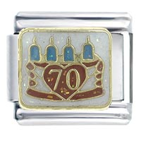 Italian Charms - 70th birthday x2 italian charm Image.