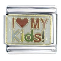 Italian Charms - gold plated i heart my kids x2 italian charm Image.