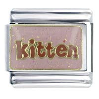 Italian Charms - kitten red x2 italian charm Image.
