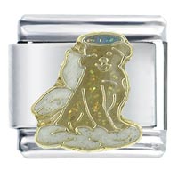 Italian Charms - angel puppy x2 italian charm Image.