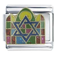 Italian Charms - star of david stained glass x2 italian charm Image.